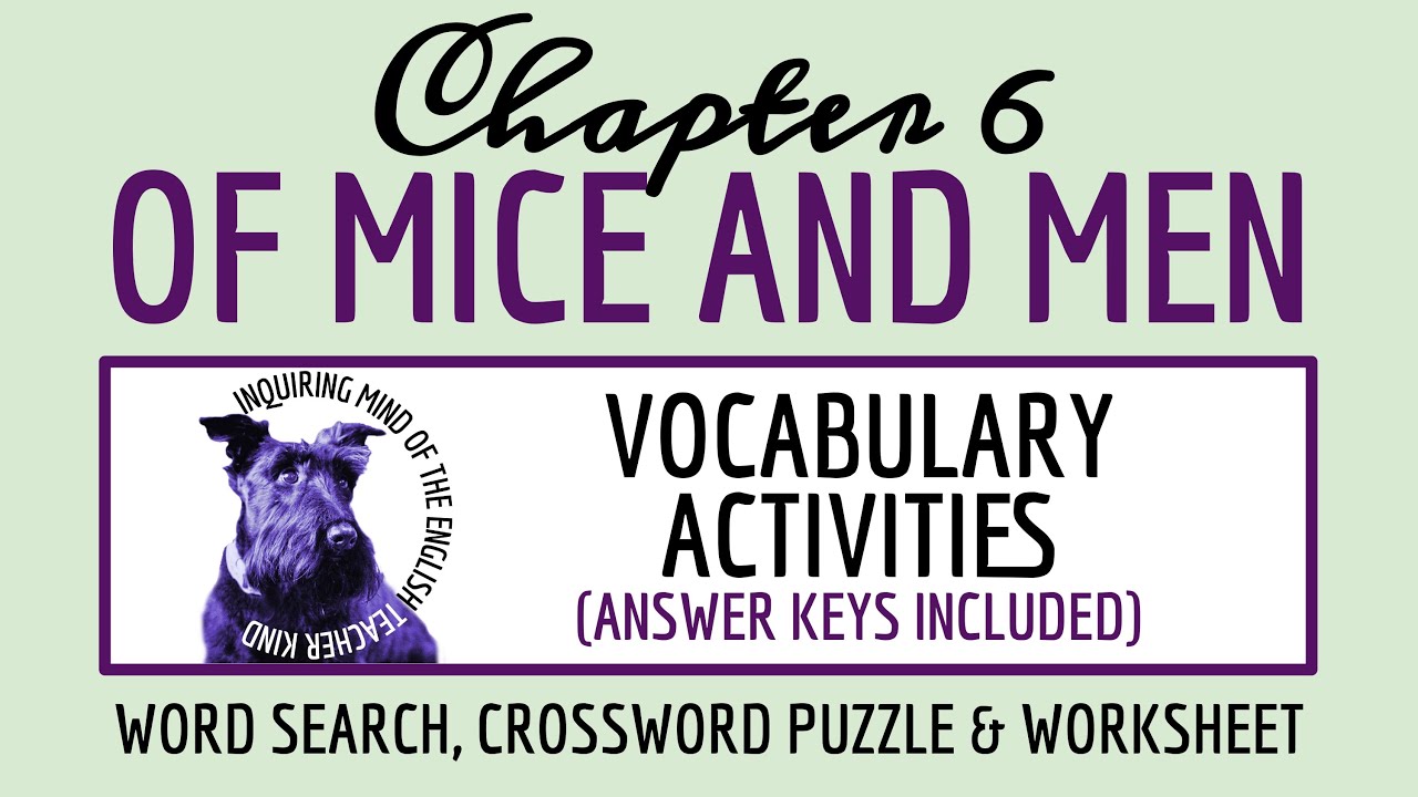 Of Mice and Men Chapter 6 Vocabulary Activities | Crossword Puzzle | Word Search