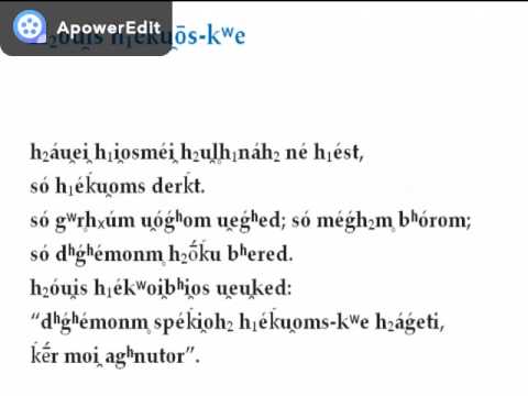 Proto-Indo-European spoken: Schleicher's fable (reconstruction)