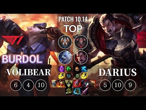 T1 Burdol Volibear vs Darius Top - KR Patch 10.14