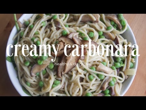 CREAMY PASTA CARBONARA RECIPE \\ HEALTHY & VEGAN (low fat)