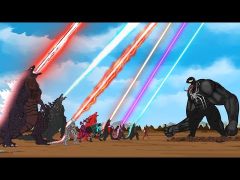BIG HULK VENOM vs GODZILLA'S ATOMIC BREATH: Power Levels | Godzilla Cartoon Movies