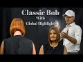 Classic Bob Haircut Global Highlight Hair Transformation Short Haircut