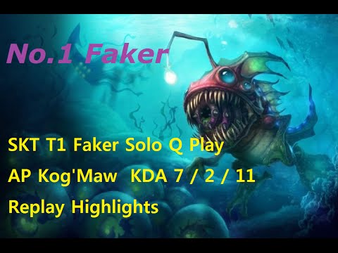 SKT T1 Faker Solo Q Play AP Kog'Maw Replay Highlights LOL(League of Legends)