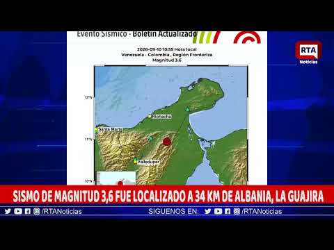 SISMO DE MAGNITUD 3,6 FUE LOCALIZADO A 34 KM DE ALBANIA, LA GUAJIRA