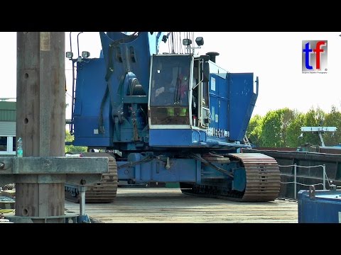 Liebherr HS 852 Ponton, Sheet Piles / Spundwände Schleuse Aldingen, Germany, 04.05.2016.