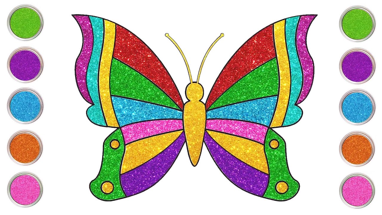 VAMOS DESENHAR E PINTAR A BORBOLETA COLORIDA COM GLITTER!⭐ | Aprenda a Desenhar | Para Crianças