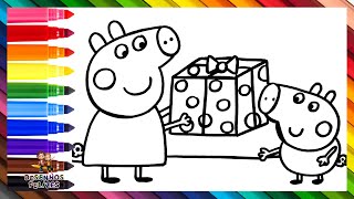 Desenhar E Colorir Peppa Pig e George Pig no Natal 🐷🎁🎄🌈 Desenhos Para Crianças