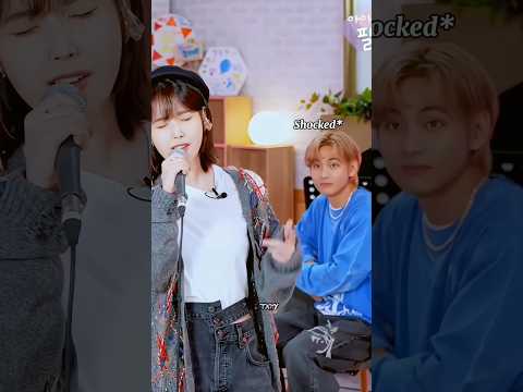 Taehyung's reaction after hearing IU's magical voice ✨#ytshort #shorts #taehyung #iu
