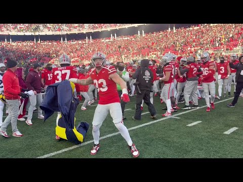 Ohio State-Michigan fight: Jack Sawyer rips, throws Michigan flag