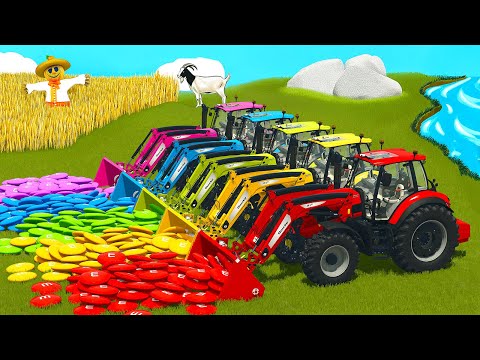 LOAD AND TRANSPORT M&M's CANDIES WITH MASSEY FERGUSON TRACTORS - Farming Simulator 25