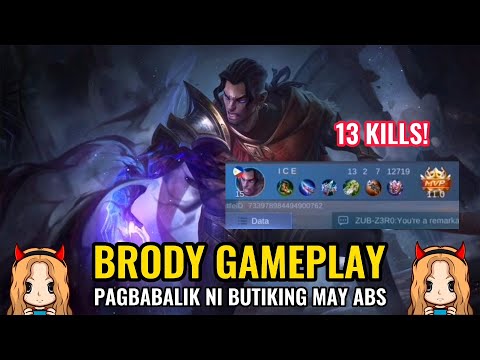 Brody Gameplay -  MVP! Best Gold Lane | 13 Kills (MLBB)