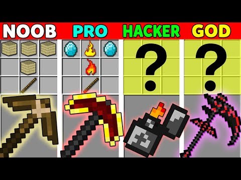 SUPER PICKAXE BATTLE CHALLENGE MINECRAFT NOOB VS PRO VS HACKER VS GOD