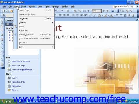 Publisher 2003 Tutorial The Publisher Environment 2000 2003  Microsoft Training Lesson 1.2