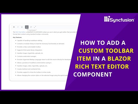 How to Add a Custom Toolbar Item in a Blazor Rich Text Editor Component