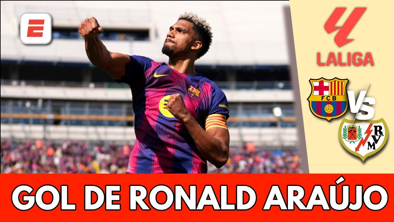 BARCELONA toma ventaja con gol de RONALD ARAUJO quien anotó el 1-0 con un cabezazo letal | La Liga