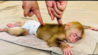 Bibi calls his father for massage before bath.