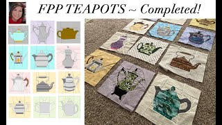 🫖💐 TEAPOTS 4-12 OF 12 - FPP QUILT BLOCKS 💐🫖 Links to Foundation Paper Pieced Patterns on ETSY ☀️