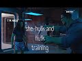 she-hulk and hulk training scene