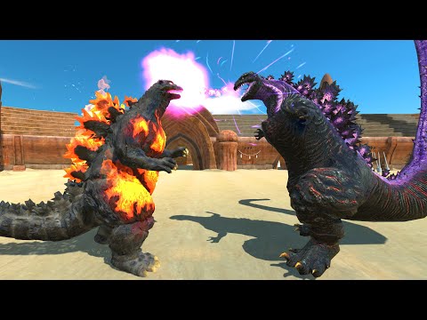 Godzilla Burning VS Shin Godzilla At ARENA - Animal Revolt Battle Simulator