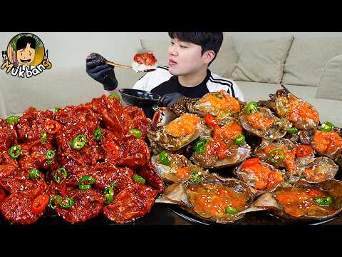 ASMR MUKBANG | Korean home meal, Marinated Raw Crabs, Fried egg recipe