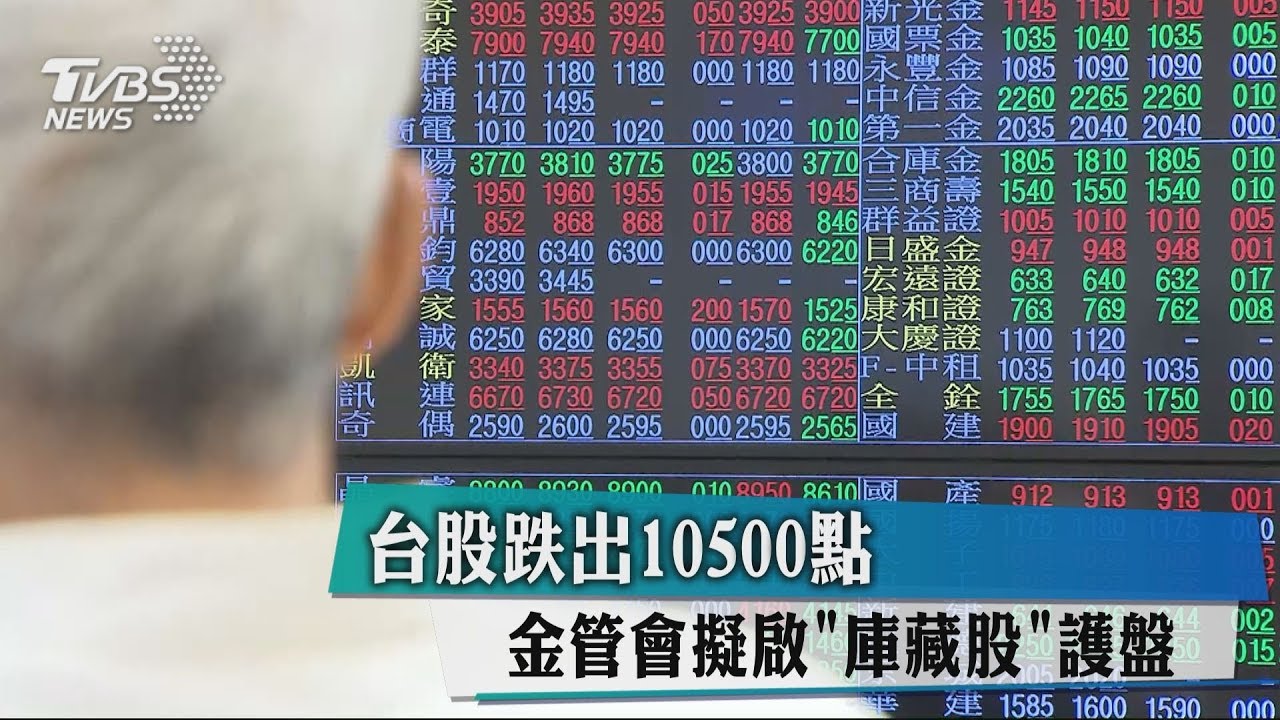 台股跌出10500點 金管會擬啟「庫藏股」護盤
