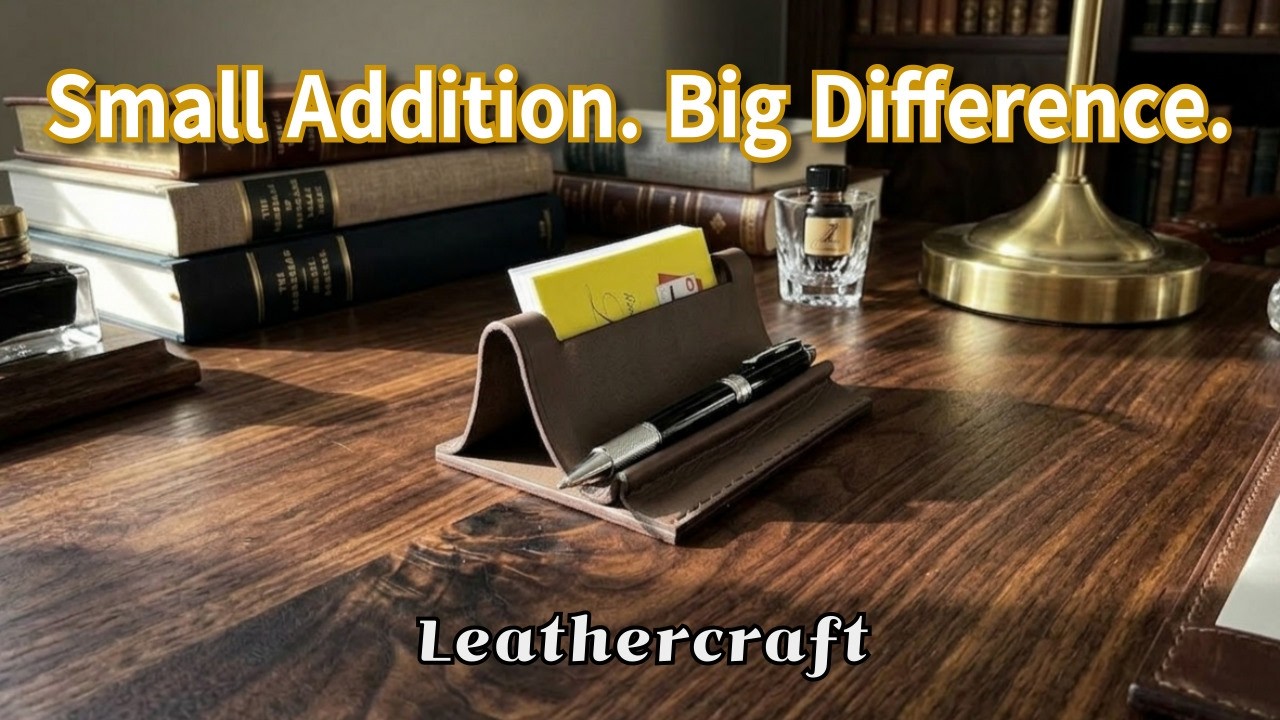 One Small Addition That Changes Your Entire Desk Setup | Leather Craft Business Card Holder