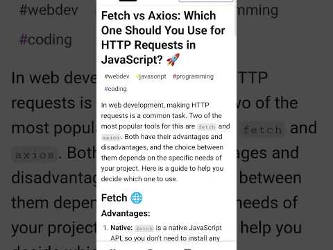 Fetch vs Axios: Which One Should You Use for HTTP Requests in JavaScript | #http #request