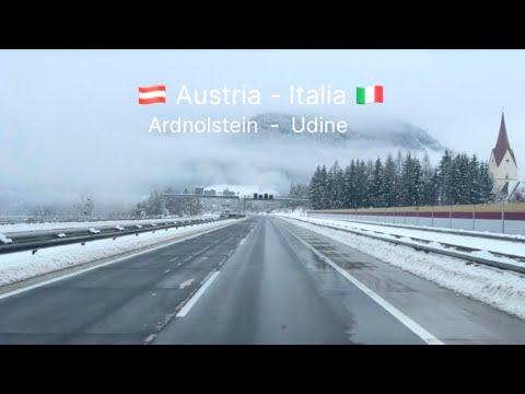 Crossing the Alps: Snowy Drive from Austria to Italy | Arnoldstein to Udine