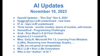 AI Updates - November 10, 2023 - OpenAI, 01.ai, HumanEval, Grok, Dolphin Mistral, MLC LLM