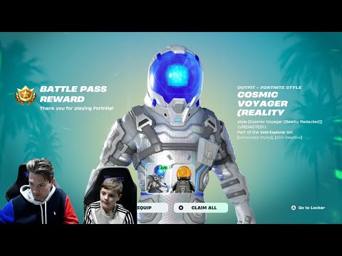 Me & My Kid Reaction Unlocking NEW Season Fortnite Battle Pass TIER 100 Skin COSMIC VOYAGER