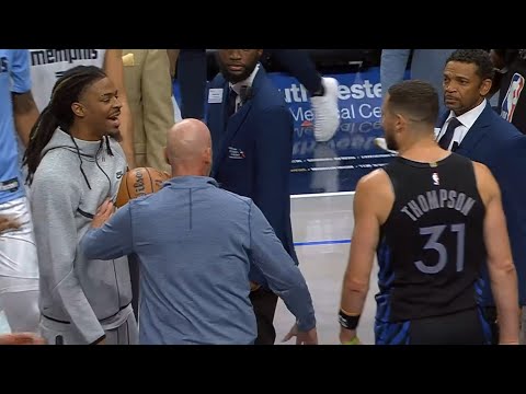 Ja Morant calls Klay Thompson a bum as they get into it after the game 😳