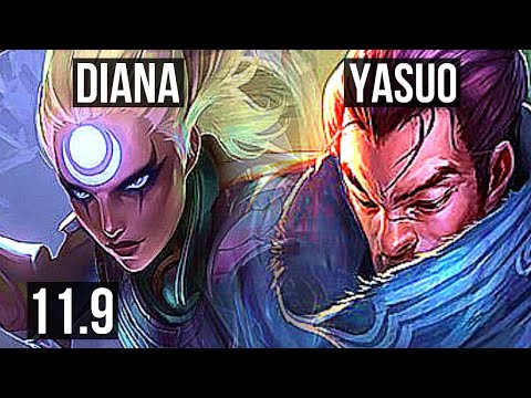 DIANA vs YASUO (MID) | Legendary, 1.8M mastery, 1000+ games, 15/3/12 | BR Grandmaster | v11.9