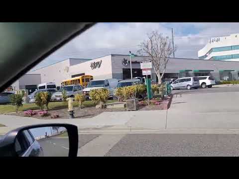 Drive by of Creative Bus Sales, Chino California. Local IC school bus dealer in Southern California
