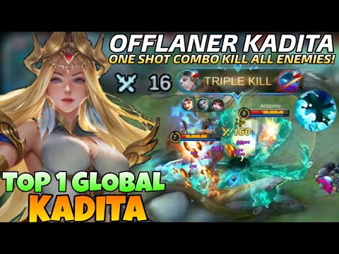 OFFLANER KADITA One Shot Combo Kill all Enemies!  | Top 1 Global Kadita Build 2021 | Mobile legends