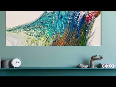 16x20 Gradient rainbow straight pour with Cloud and Pearl mix