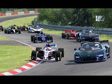 All F1 2018 Cars vs All McLaren Senna Cars - Nordschleife