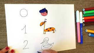 DISEGNARE CON I NUMERI 0, 1, 2 - DISEGNI PER BAMBINI