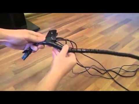 HQ 2m black PE Cable and Wire Spiral Tidy Wrap with Clip Organizer