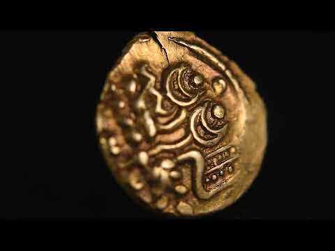 Coin, Suessiones, 1/4 Stater, 60-50 BC, Rare, AU(55-58), Gold, Delestrée:331