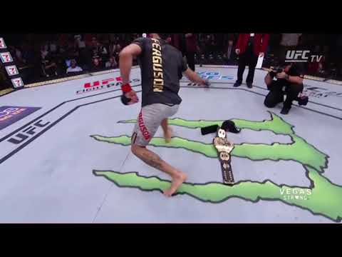 Tony Ferguson happily breakdancing after becoming the champion