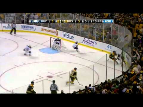 Patrice Bergeron injury, came back in game Jan 2013 Buffalo Sabres vs Boston Bruins NHL Hockey