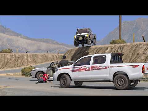 قراند 5 : سايق هيلوكس يحاول الانتقام من راعي الكامري ولاكن فزعه راعي الشاص جعلتهم منصدمين: GTA V