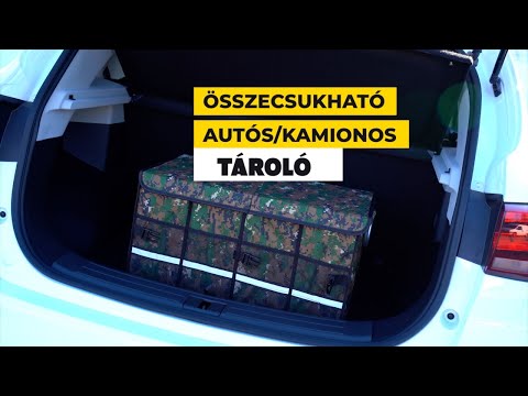 Összecsukható csomagtartó rendező, tetővel, fekete autós/kamionos tároló (60x35x30cm) 63L - Videó