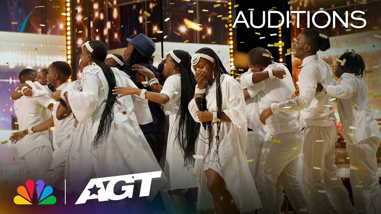 Mzansi Youth Choir reacts to their GOLDEN BUZZER moment! | AGT 2023 thumbnail