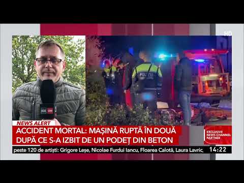 Accident mortal: mașină ruptă în două după ce s-a izbit de un podet din beton