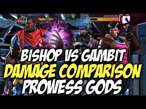 Buffed Bishop Vs Gambit Damage Comparison | Prowess Gods! | Marvel Contest Of Champions