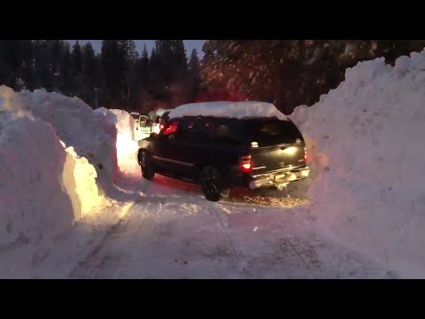 More than 120 visitors and staff who were snowbound in a Sierra Nevada resort for five days have been freed. Crews cleared deep snow from eight miles of road to finally allow them to leave on Thursday. (Feb. 8)
