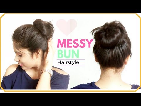 1 Minute EASY Everyday Messy Bun Hairstyle | Simple...