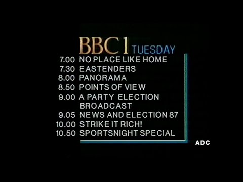 BBC1 weather, trailer, link announcer Tim Nicholls & closedown 25th May 1987
