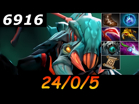 Dota 2 Weaver 6916 MMR 24/0/5 (Kills/Deaths/Assists) Ranked Full Gameplay